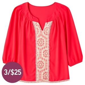 Takara • Crochet Lace Blouse • Hot Pink • Size M